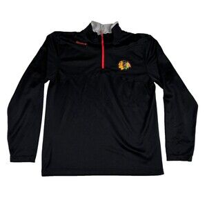 Chicago Blackhawks Hockey NHL Shirt Black 1/4 Zip Center Ice Reebok Men’s Medium